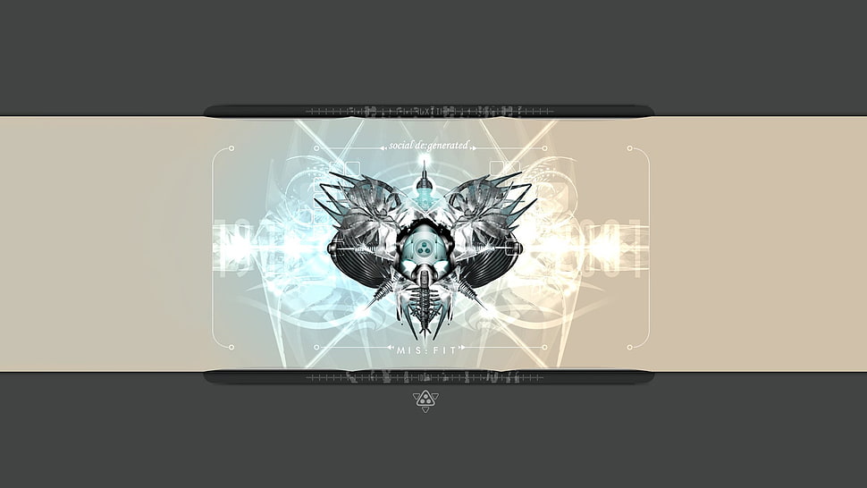 black and white logo screenshot, digital art, render, gray HD wallpaper