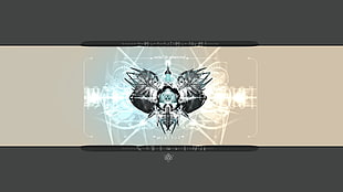 black and white logo screenshot, digital art, render, gray
