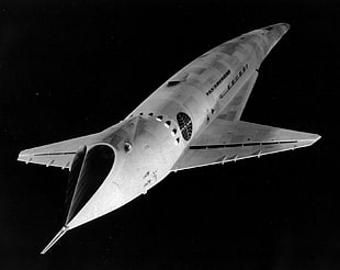 gray space shuttle, spaceship, monochrome