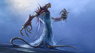 sea creature character illustration, fantasy art, leviathan HD wallpaper