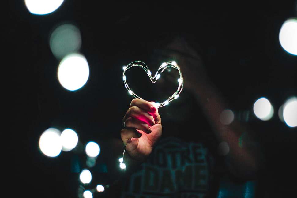 person's right hand, Heart, Hand, Light HD wallpaper