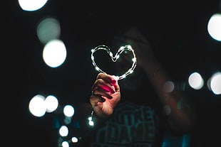 person's right hand, Heart, Hand, Light