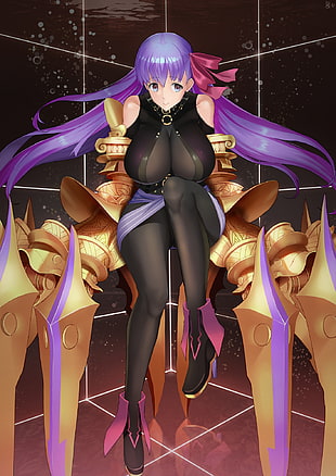 purple haired female anime character, armor, Fate/Extra, Fate/Extra CCC, Fate/Grand Order