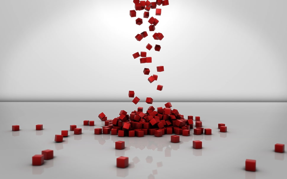 Cubes,  Red,  Set,  Shape HD wallpaper
