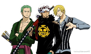 One Piece character fan aRt, One Piece, Sanji, Trafalgar Law, Roronoa Zoro