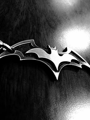 silver-colored Batman pendant, Batman logo, DC Comics