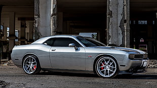 silver coupe, Dodge Challenger, silver cars, car, vehicle HD wallpaper