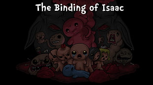 The Binding of Isaac text on black surface, Binding of Isaac