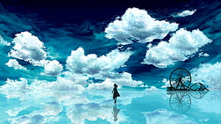 white clouds, fantasy art HD wallpaper