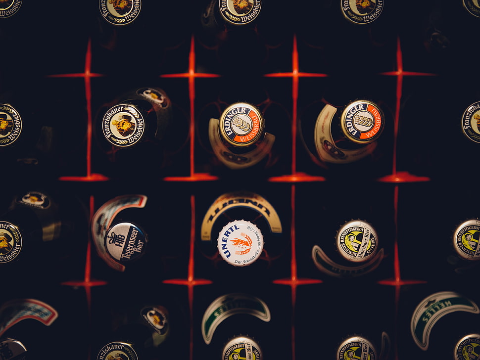 assorted-labeled bottle lot, beer HD wallpaper