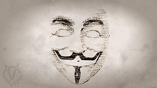Guy Fawkes Mask sketch, movies, Anonymous