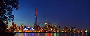 landscape photography of city town near body of water during night time, toronto