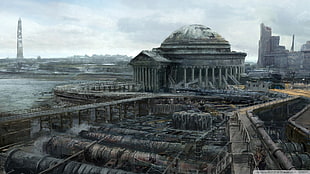 gray dome concrete buildimng, Fallout, Fallout 3, video games, apocalyptic