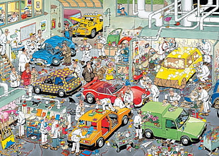 people and cars illustration, Mad Magazine, artwork