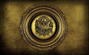 gold-colored emblem HD wallpaper