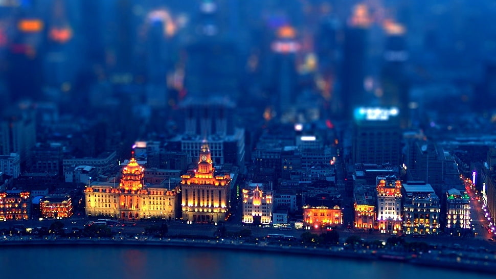 micro photography of miniature city HD wallpaper