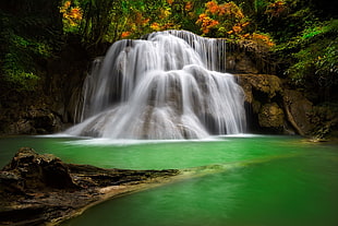 wide angle photo of waterfalls, nature, landscape, waterfall