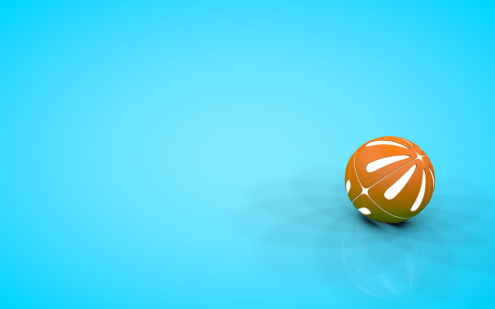 orange ball on blue background digital wallpaper HD wallpaper