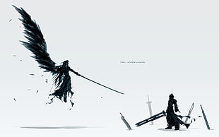 two online game characters, Final Fantasy VII, wings, Final Fantasy, video games HD wallpaper