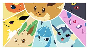 assorted Pokemon characters illustration, Eevee