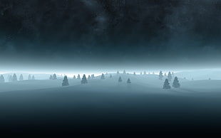 snow covered mountain during nighttime HD wallpaper