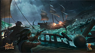 Sea of Thieves game poster, video games, pirates, Sea of Thieves, ship