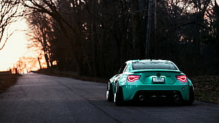 green coupe, Toyota, Toyota GT86, road, Super Car 