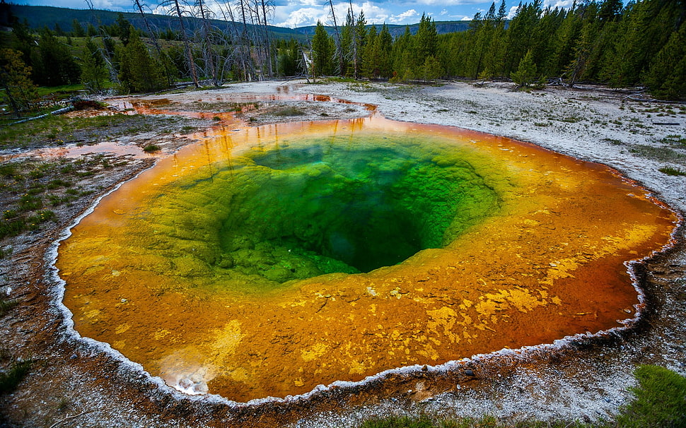 Wyoming geyser, nature, landscape, water, colorful HD wallpaper