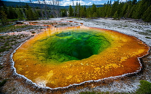 Wyoming geyser, nature, landscape, water, colorful