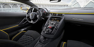 black Lamborghini car auto dashboard