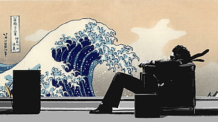 music album poster, Hitachi Maxell, The Great Wave off Kanagawa HD wallpaper
