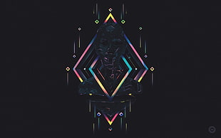diamond-shape multicolored digital wallpaper, Abduzeedo, face, digital art