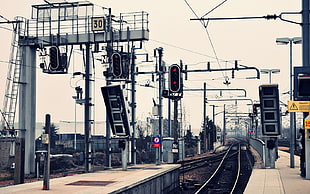 photography of train railway HD wallpaper