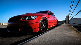 red BMW coupe, car, red cars HD wallpaper