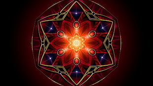 red and purple star lantern, abstract, fractal, symmetry