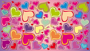 multicolored heart illustration, heart, love