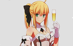 female character yellow haired green eye, Fate Series, Saber, Saber Lily
