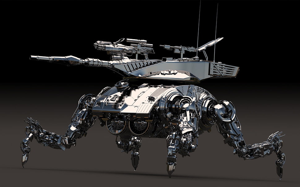 black and gray RC helicopter, robot, machine, CGI HD wallpaper