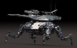 black and gray RC helicopter, robot, machine, CGI