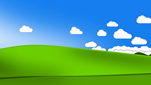 green hills under blue skies illustration, landscape