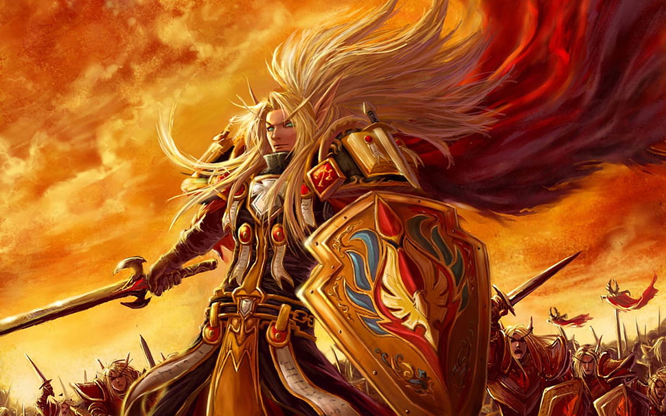 male warrior digital artwork, Blood Elf, Paladin, Warcraft, World of Warcraft HD wallpaper