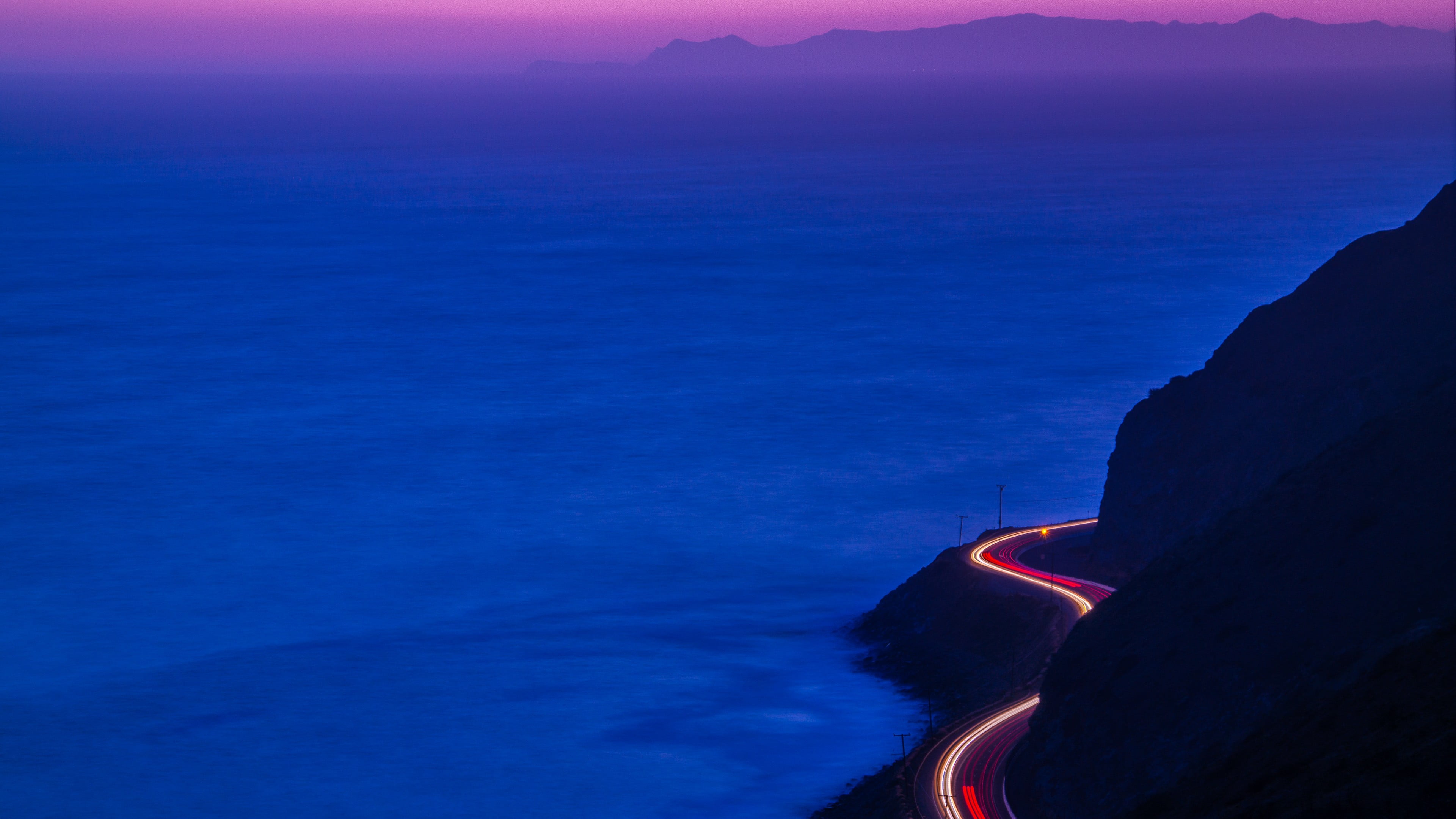 blue ocean, sea, road, blue