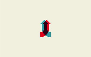blue, black, and red arrow logo, white, minimalism, arrows (design) HD wallpaper