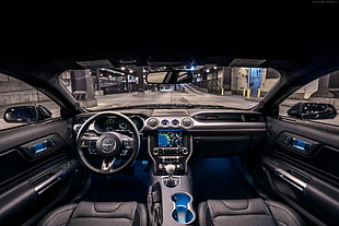 gray vehicle interior, Ford Mustang Bullitt, 2018 Cars, interior