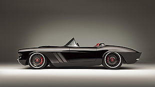 black convertible coupe, car, road, Chevrolet Corvette, c1 rs