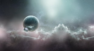 gray planet illustration HD wallpaper