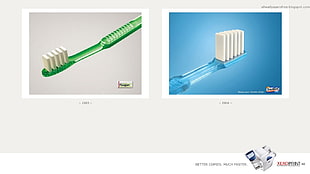 green toothbrush collage, artwork, commercial