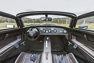 photo of black car interior view
