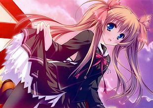 blonde-haired anime girl wearing school uniform HD wallpaper