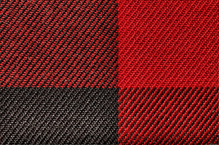 red and black knitted textile